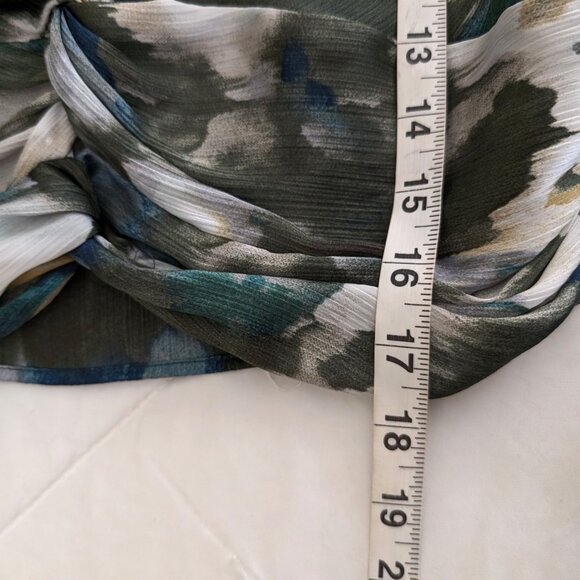 ZARA Blouse Women's M Multicolor Watercolor Sheer Lightweight Zipper Deep V Neck - Picture 13 of 14